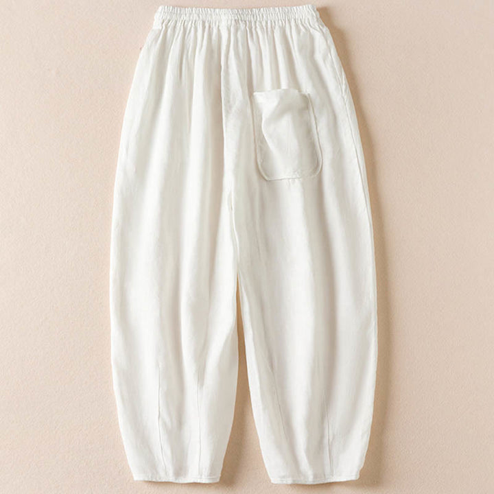 Letnie spodnie haremowe z haftem w kształcie małych kwiatów i kieszeniami z motywem Buddha Stones - image 19