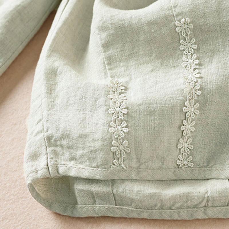 Letnie spodnie haremowe z haftem w kształcie małych kwiatów i kieszeniami z motywem Buddha Stones - image 25