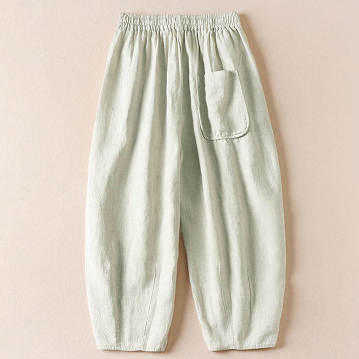 Letnie spodnie haremowe z haftem w kształcie małych kwiatów i kieszeniami z motywem Buddha Stones - image 24