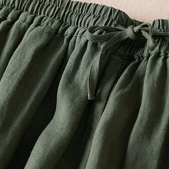 Letnie spodnie haremowe z haftem w kształcie małych kwiatów i kieszeniami z motywem Buddha Stones - image 31