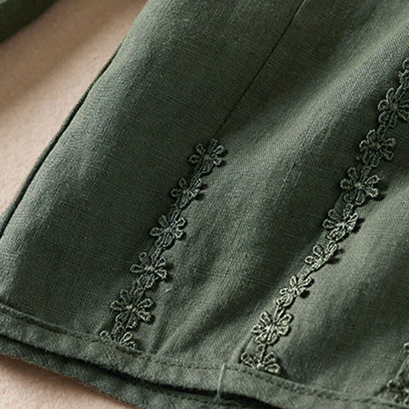 Letnie spodnie haremowe z haftem w kształcie małych kwiatów i kieszeniami z motywem Buddha Stones - image 32