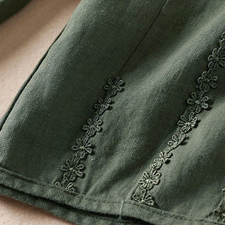 Letnie spodnie haremowe z haftem w kształcie małych kwiatów i kieszeniami z motywem Buddha Stones - image 32