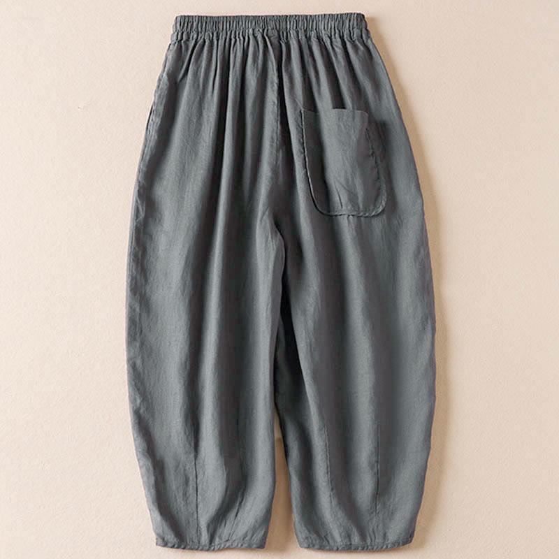 Letnie spodnie haremowe z haftem w kształcie małych kwiatów i kieszeniami z motywem Buddha Stones - image 35