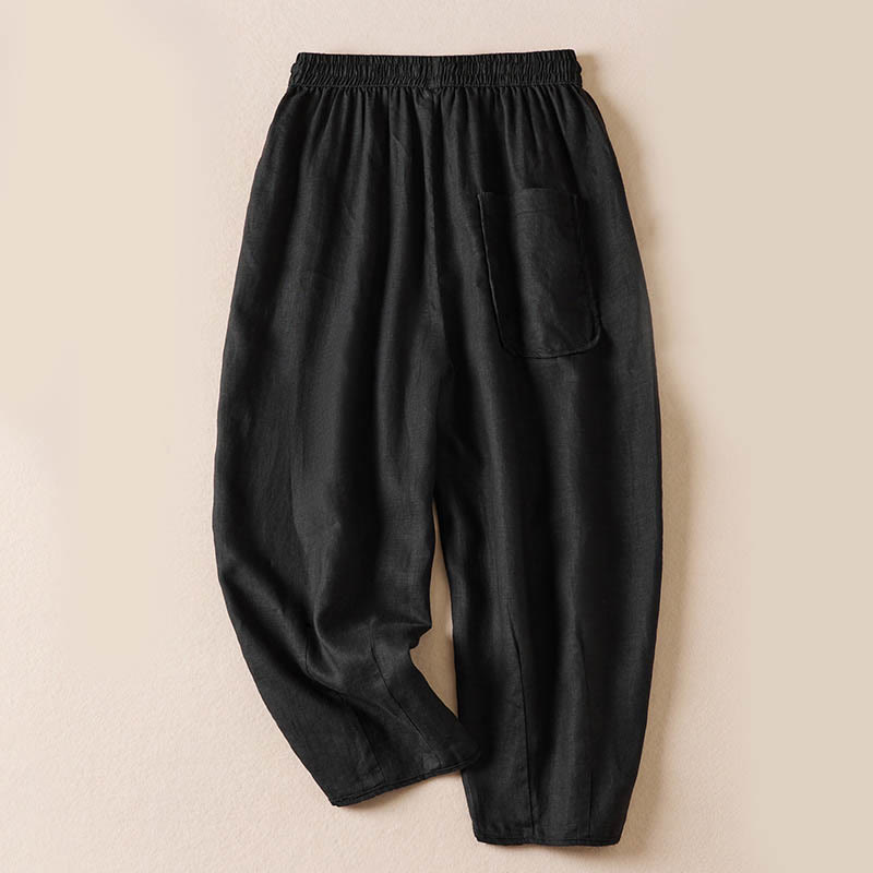 Letnie spodnie haremowe z haftem w kształcie małych kwiatów i kieszeniami z motywem Buddha Stones - image 37