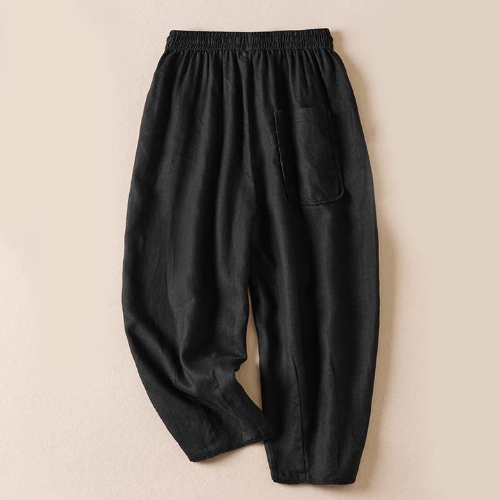 Letnie spodnie haremowe z haftem w kształcie małych kwiatów i kieszeniami z motywem Buddha Stones - image 37