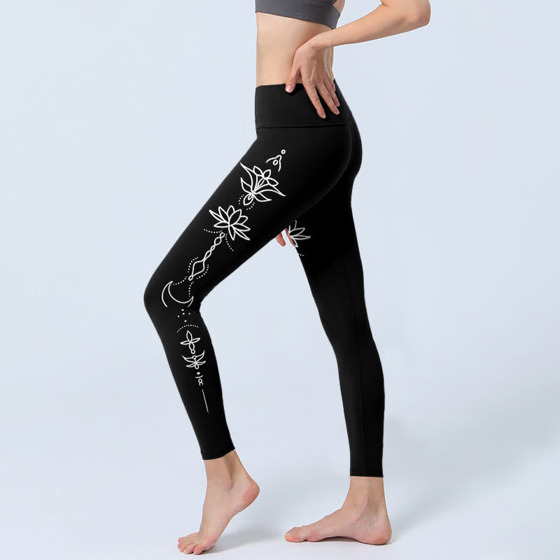 Legginsy do jogi damskie z motywem półksiężyca i motywem lotosu z Buddha Stones - image 2