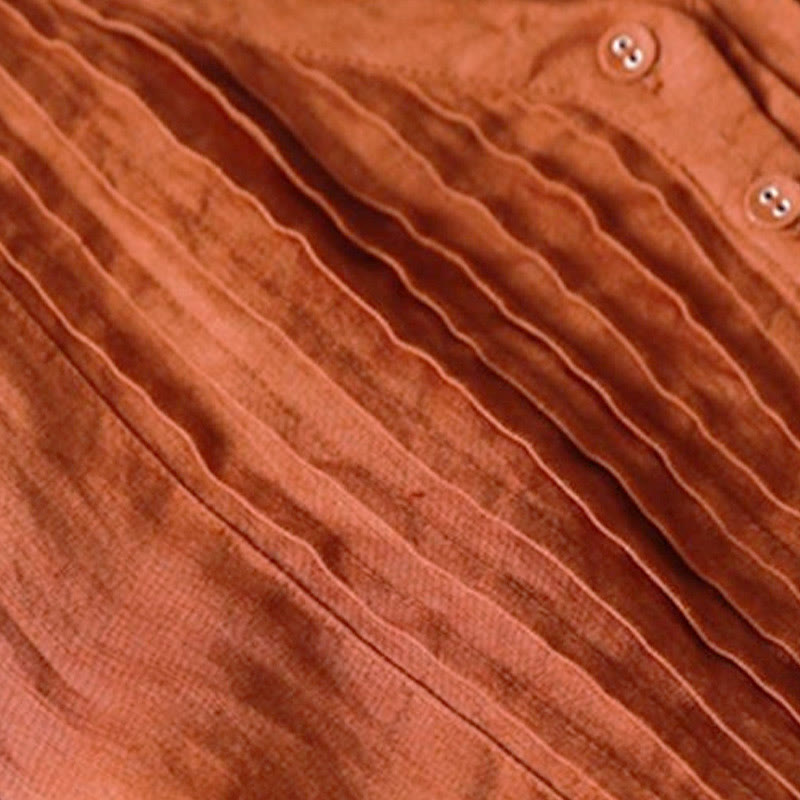 Sukienka midi Buddha Stones w swobodnym, prostym kroju z plisami w harmonijkę, dekoltem w serek, krótkim rękawem i kieszeniami - image 14