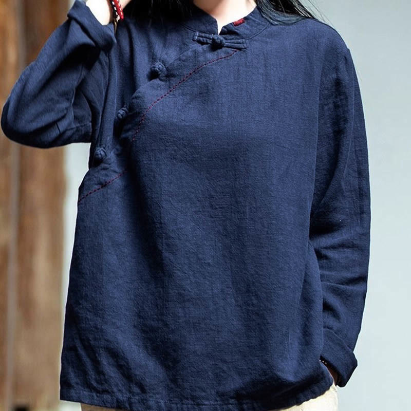 Buddha Stones, kołnierzyk skośny, węzeł, guzik, luźna odzież lniana - image 20