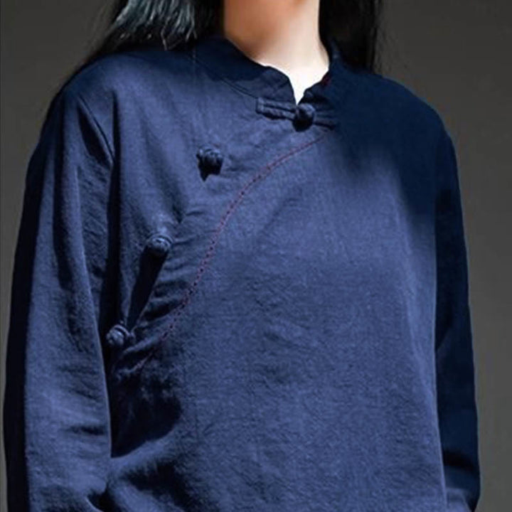 Buddha Stones, kołnierzyk skośny, węzeł, guzik, luźna odzież lniana - image 19