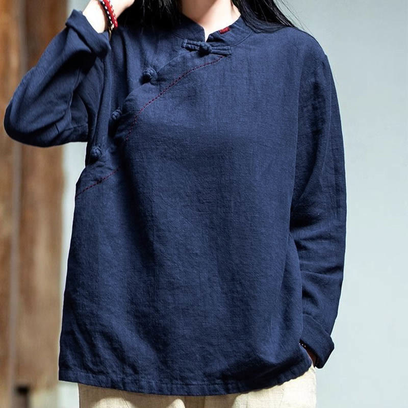 Buddha Stones, kołnierzyk skośny, węzeł, guzik, luźna odzież lniana - image 17