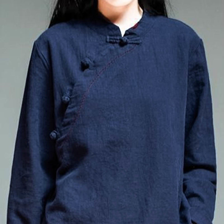 Buddha Stones, kołnierzyk skośny, węzeł, guzik, luźna odzież lniana - image 14