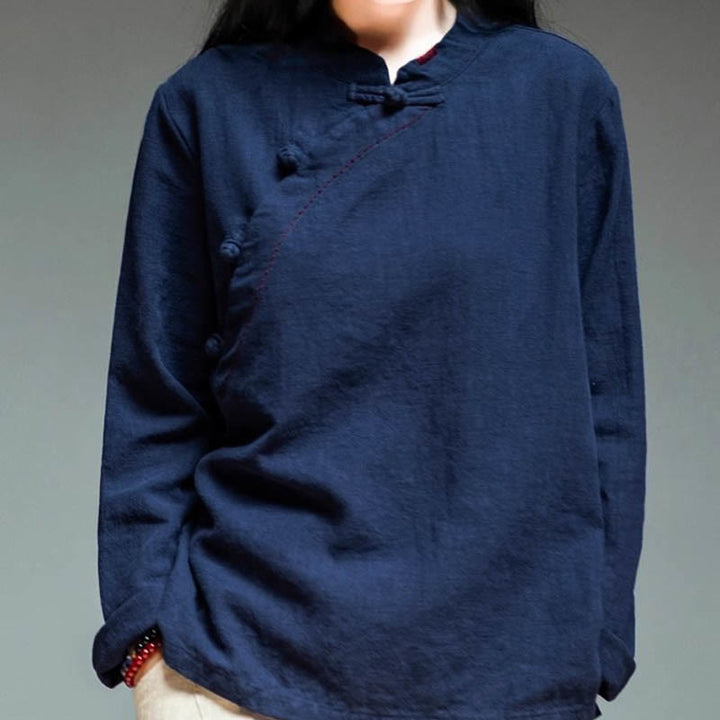 Buddha Stones, kołnierzyk skośny, węzeł, guzik, luźna odzież lniana - image 13