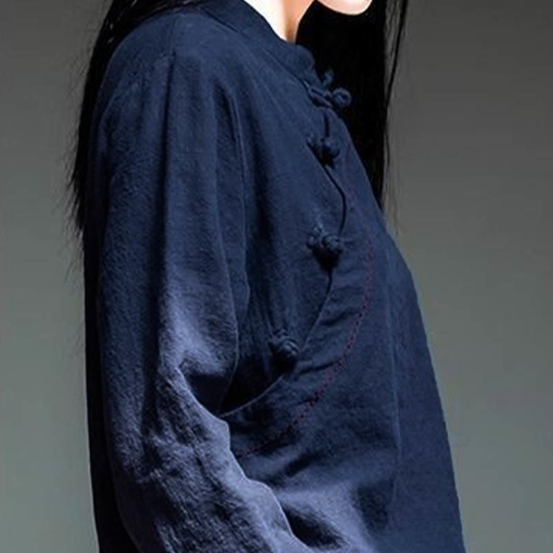 Buddha Stones, kołnierzyk skośny, węzeł, guzik, luźna odzież lniana - image 15