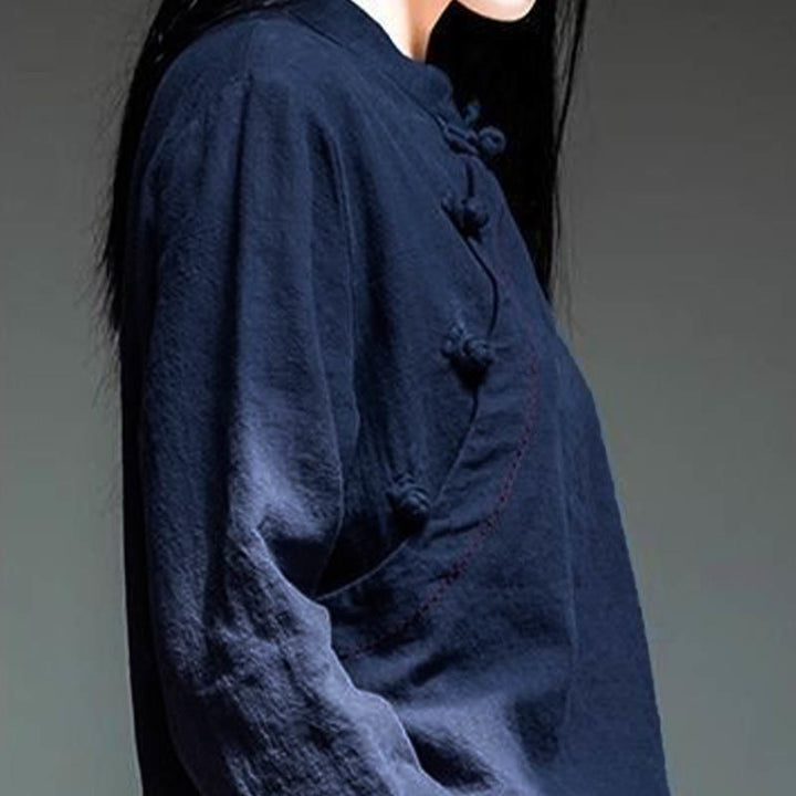 Buddha Stones, kołnierzyk skośny, węzeł, guzik, luźna odzież lniana - image 15