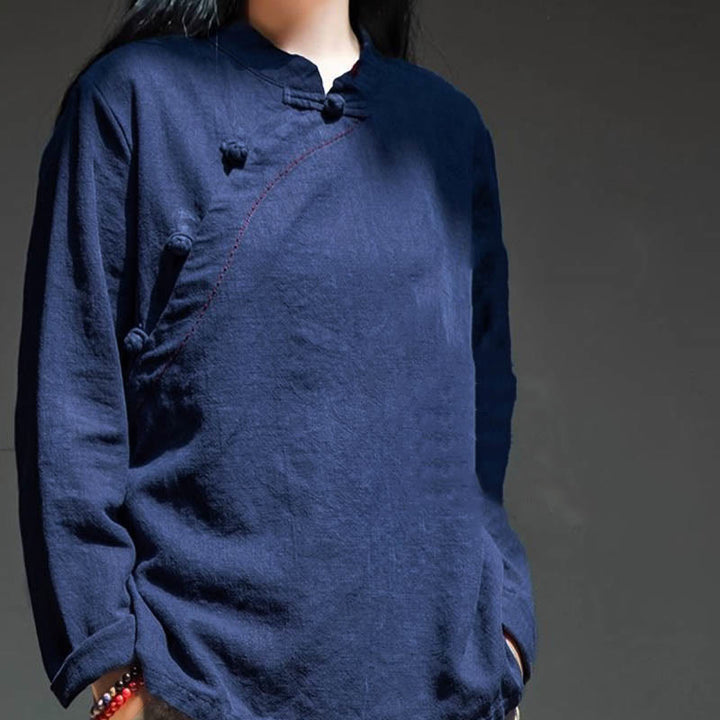 Buddha Stones, kołnierzyk skośny, węzeł, guzik, luźna odzież lniana - image 16