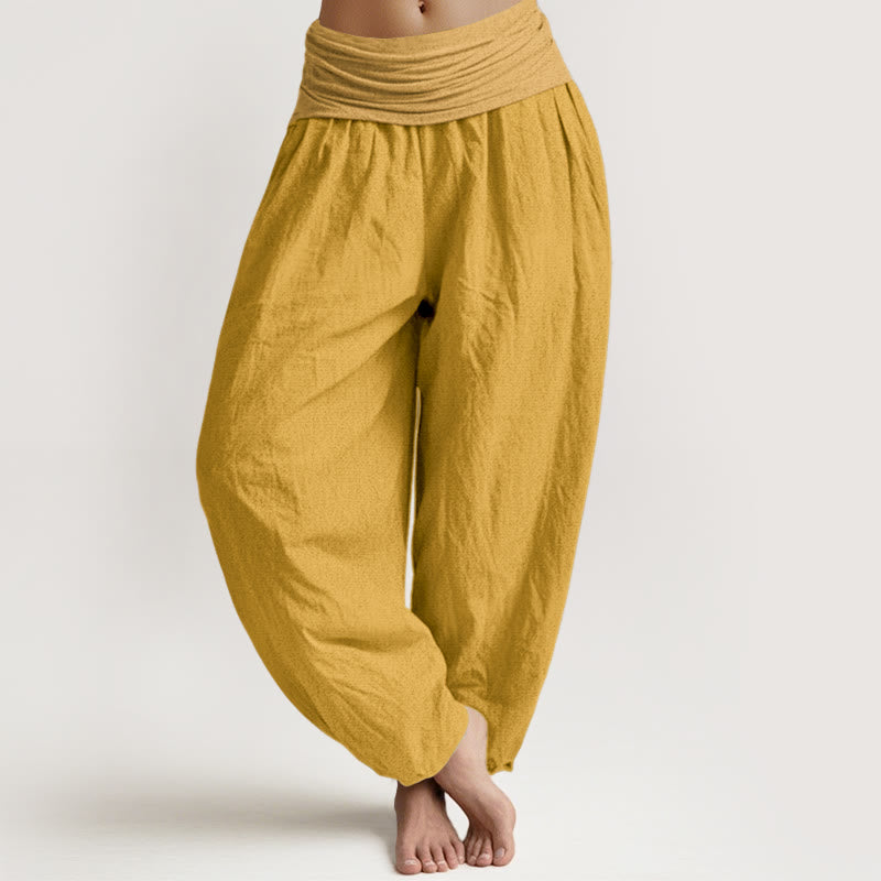 Damskie spodnie haremowe z elastycznej bawełny z motywem Buddha Stones - Nawłoć - US16, UK/AU20, EU48 (3XL) - image 0