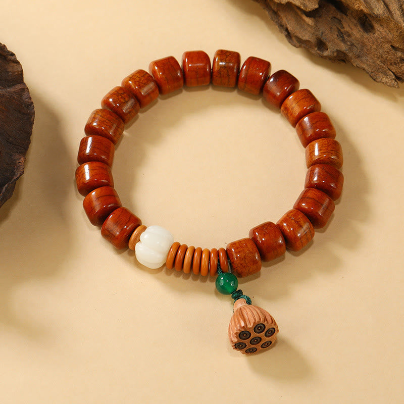 Bransoletka oświecenia z koralikami z kości i Buddha Stones w kształcie lotosu i zapięciem na klamrę - Koraliki z kości i kapsułka lotosu (obwód nadgarstka: 15-16 cm) - image 7