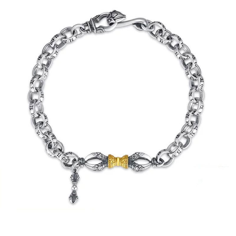 Buddha Stones Retro Om Mani Padme Hum Vajra Miedziana spokojna bransoletka - 22 cm - image 1