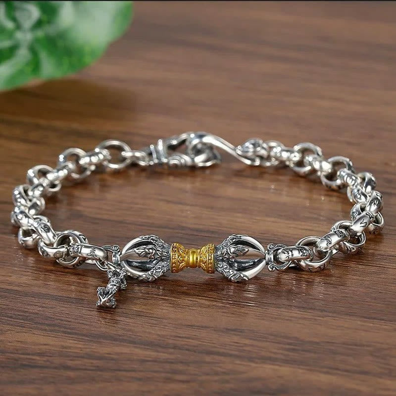 Buddha Stones Retro Om Mani Padme Hum Vajra Miedziana spokojna bransoletka - 18 cm - image 0