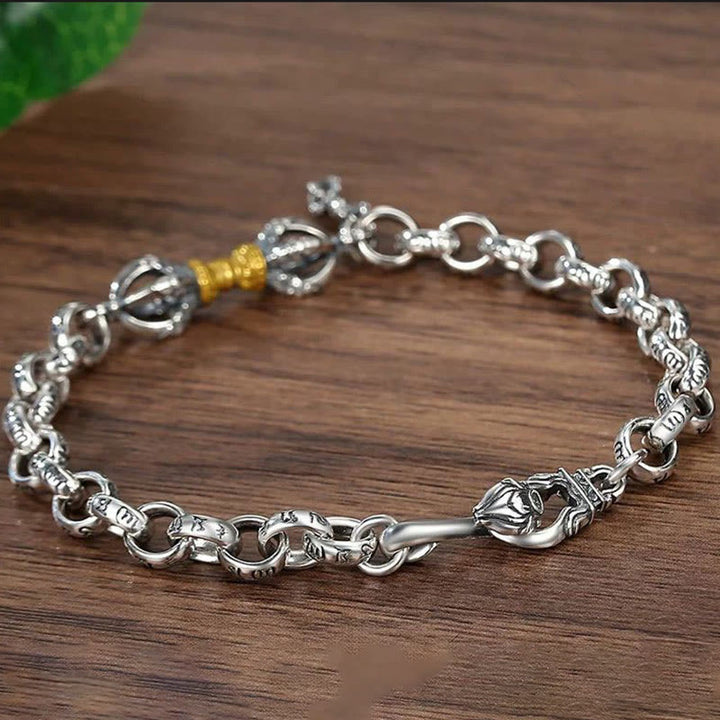 Buddha Stones Retro Om Mani Padme Hum Vajra Miedziana spokojna bransoletka - image 2