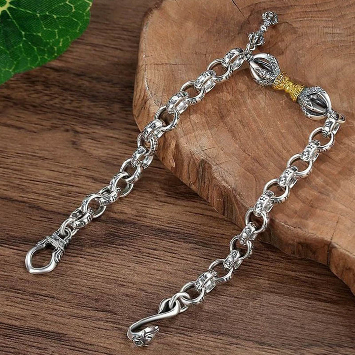 Buddha Stones Retro Om Mani Padme Hum Vajra Miedziana spokojna bransoletka - image 3