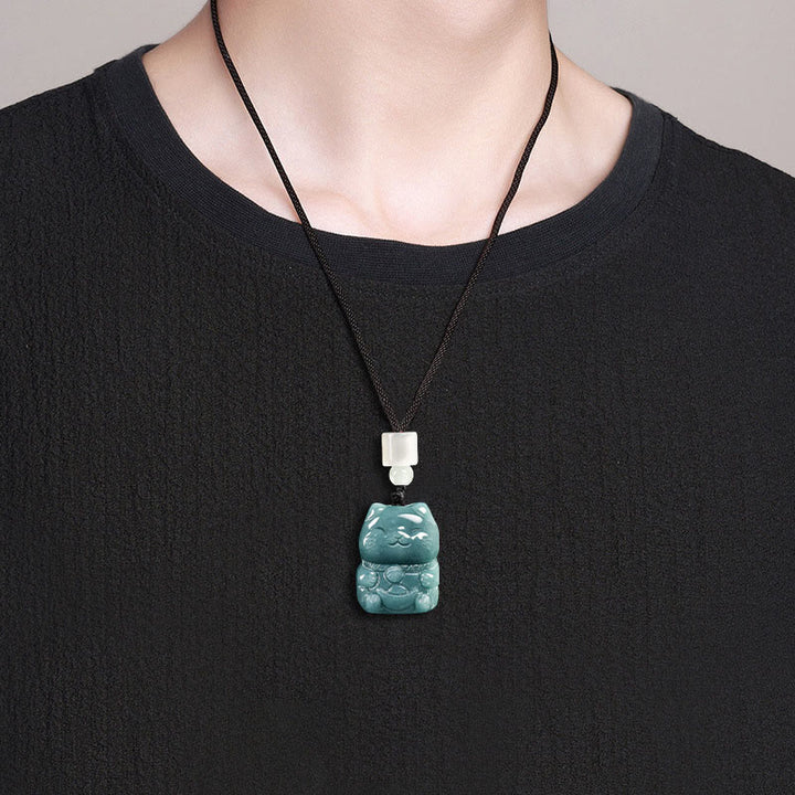 Naszyjnik z jadeitu z Buddha Stones, naturalny przyciągający bogactwo, wisiorek dobrobytu - image 7