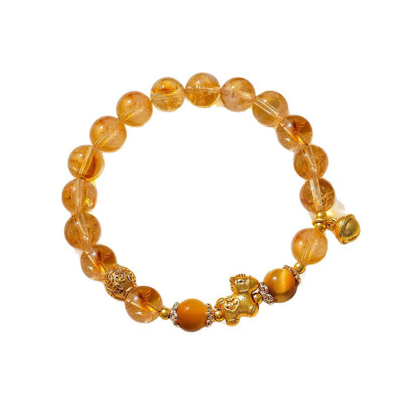 Bransoletka ochronna z Buddha Stones Rok Konia 8 mm z kryształu cytrynu różowego i kwarcu truskawkowego - image 3
