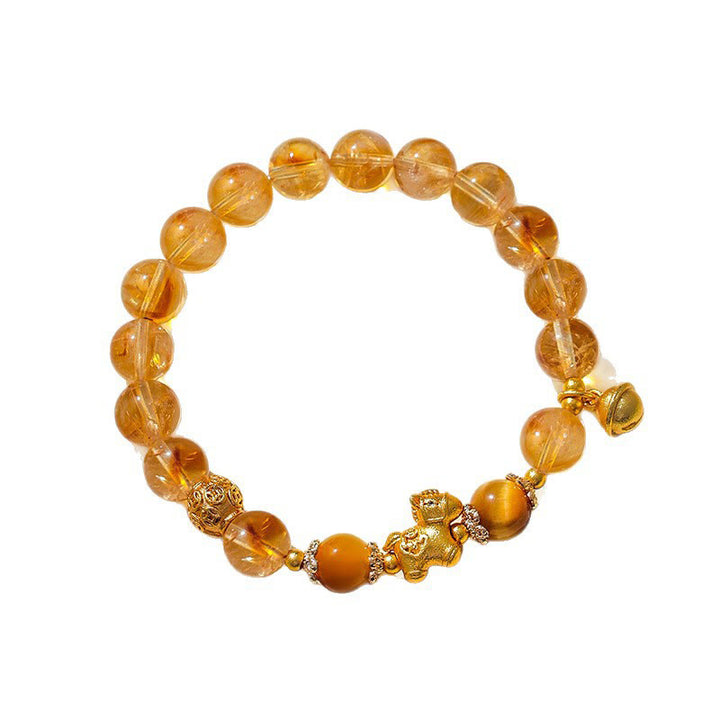 Bransoletka ochronna z Buddha Stones Rok Konia 8 mm z kryształu cytrynu różowego i kwarcu truskawkowego - image 3