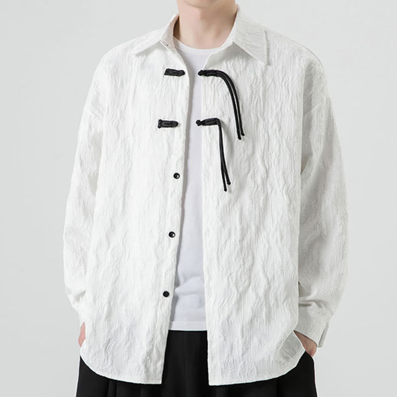 Męska kurtka typu Tang z długim rękawem i guzikami w kształcie żaby z motywem Buddha Stones - image 18