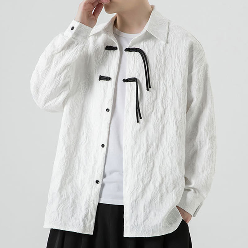 Męska kurtka typu Tang z długim rękawem i guzikami w kształcie żaby z motywem Buddha Stones - image 19