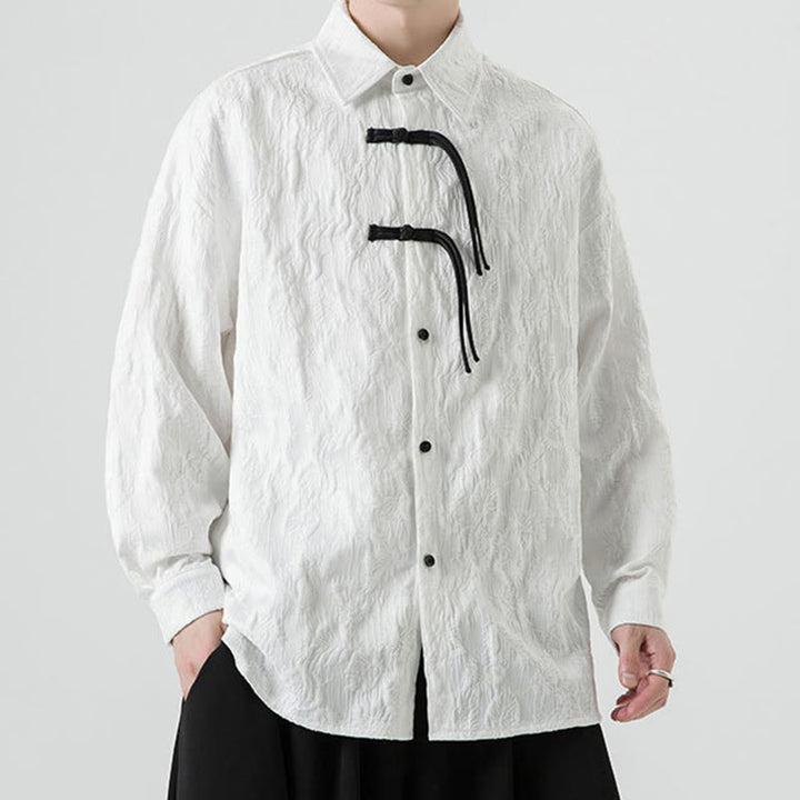 Męska kurtka typu Tang z długim rękawem i guzikami w kształcie żaby z motywem Buddha Stones - image 22