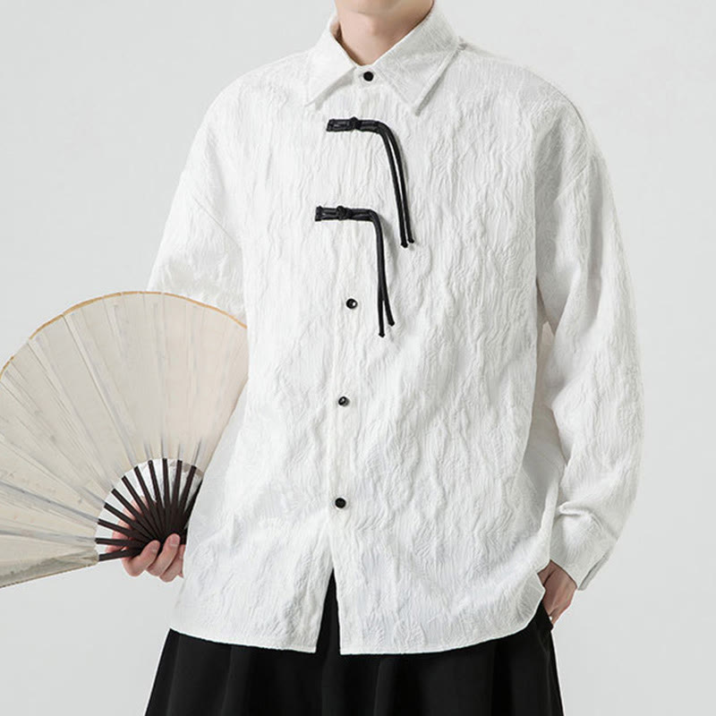 Męska kurtka typu Tang z długim rękawem i guzikami w kształcie żaby z motywem Buddha Stones - image 23