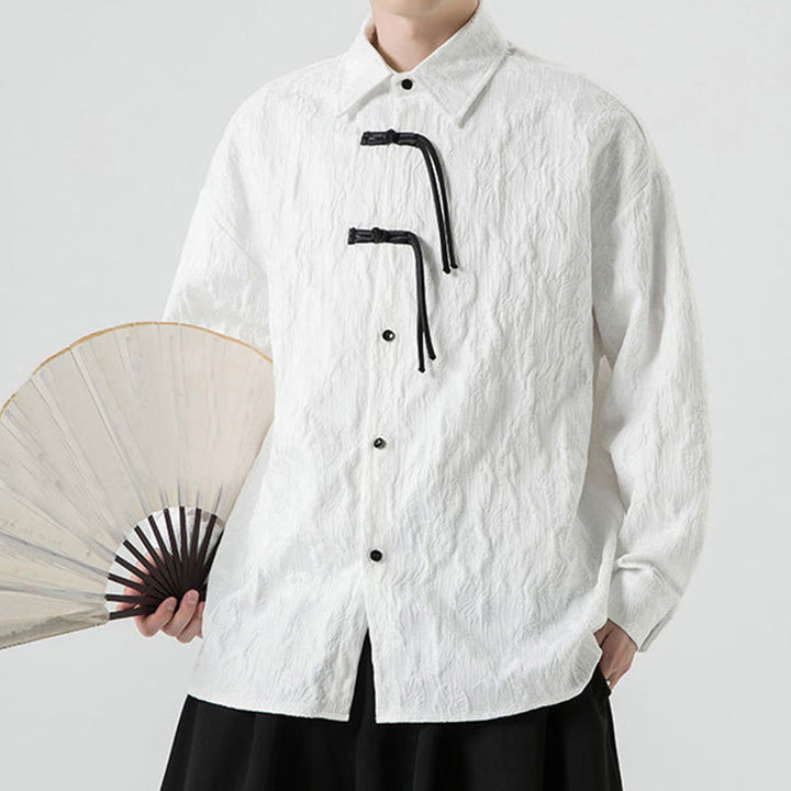 Męska kurtka typu Tang z długim rękawem i guzikami w kształcie żaby z motywem Buddha Stones - image 23