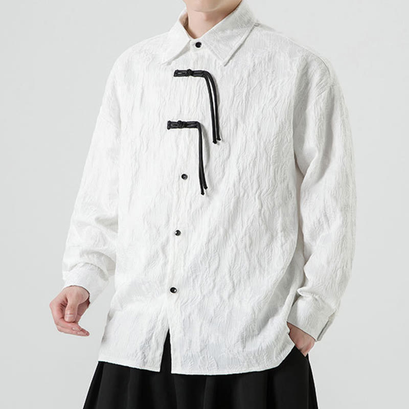 Męska kurtka typu Tang z długim rękawem i guzikami w kształcie żaby z motywem Buddha Stones - image 21