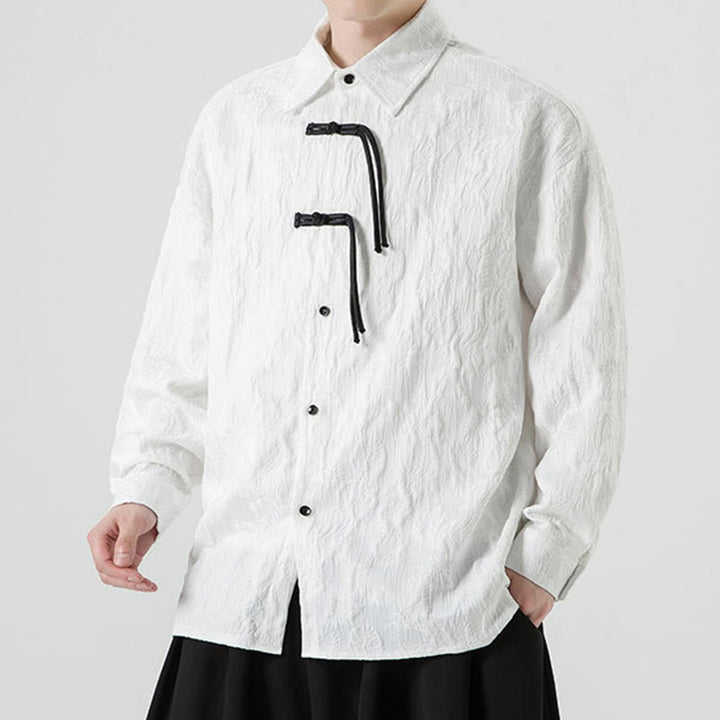 Męska kurtka typu Tang z długim rękawem i guzikami w kształcie żaby z motywem Buddha Stones - image 21