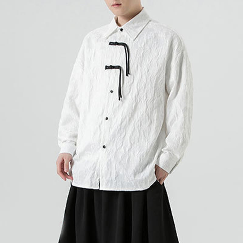 Męska kurtka typu Tang z długim rękawem i guzikami w kształcie żaby z motywem Buddha Stones - image 24