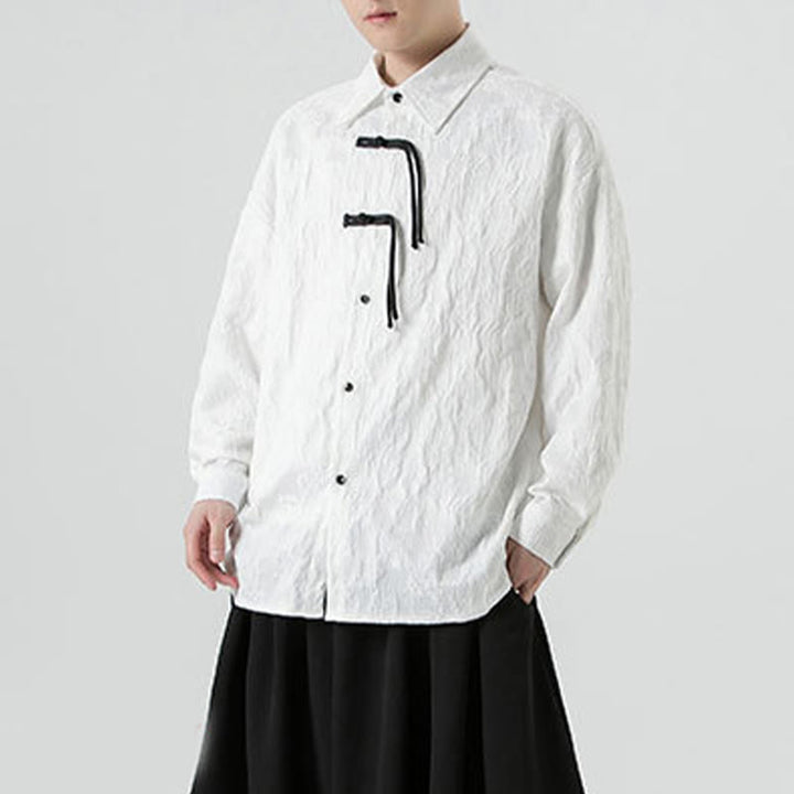 Męska kurtka typu Tang z długim rękawem i guzikami w kształcie żaby z motywem Buddha Stones - image 24