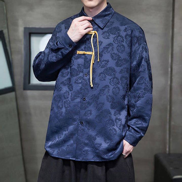 Męska kurtka typu Tang z długim rękawem i guzikami w kształcie żaby z motywem Buddha Stones - image 15