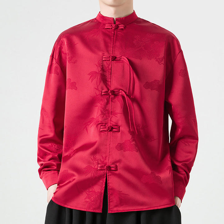 Buddha Stones, prosta męska kurtka z długim rękawem i guzikami w kształcie żaby - image 1