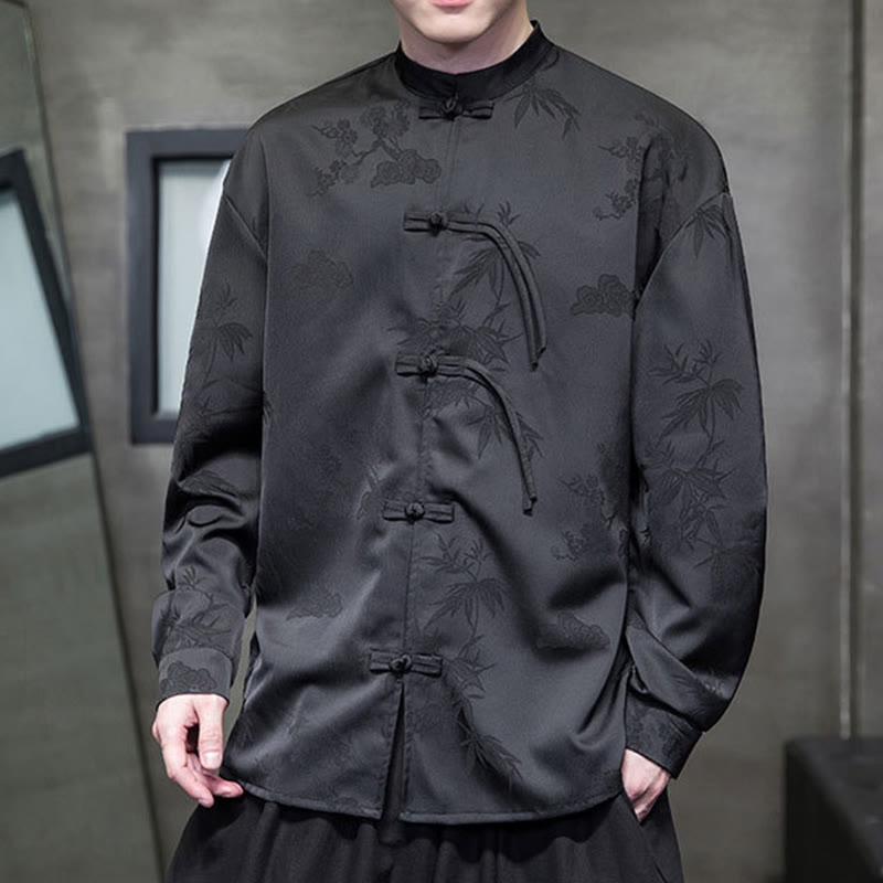 Buddha Stones, prosta męska kurtka z długim rękawem i guzikami w kształcie żaby - image 11