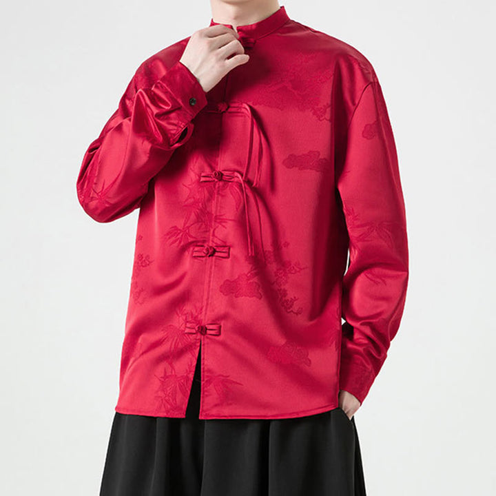 Buddha Stones, prosta męska kurtka z długim rękawem i guzikami w kształcie żaby - image 5