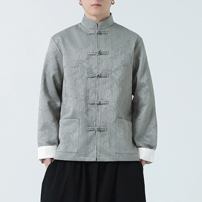 Kurtka męska bawełniana z długim rękawem i kieszeniami, z kołnierzem Buddha Stones" i żakardowym stójką - image 11