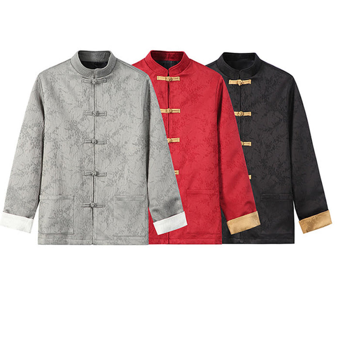 Kurtka męska bawełniana z długim rękawem i kieszeniami, z kołnierzem Buddha Stones" i żakardowym stójką - image 15