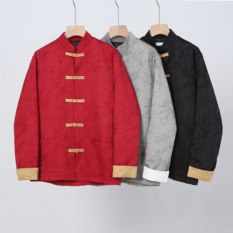 Kurtka męska bawełniana z długim rękawem i kieszeniami, z kołnierzem Buddha Stones" i żakardowym stójką - image 14