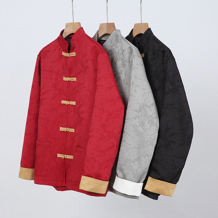 Kurtka męska bawełniana z długim rękawem i kieszeniami, z kołnierzem Buddha Stones" i żakardowym stójką - image 13