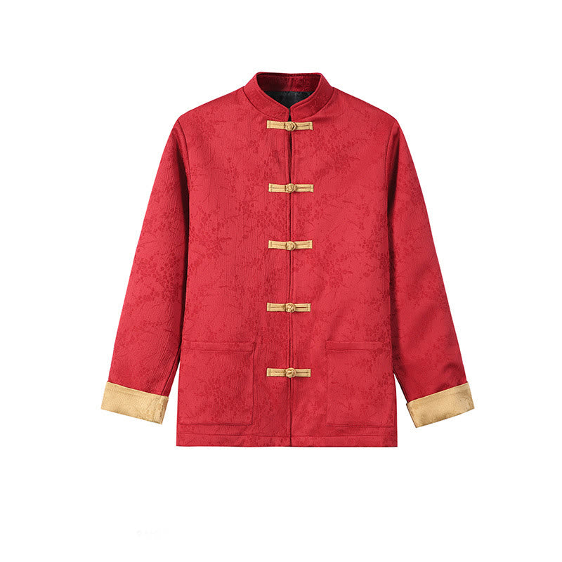 Kurtka męska bawełniana z długim rękawem i kieszeniami, z kołnierzem Buddha Stones" i żakardowym stójką - image 1