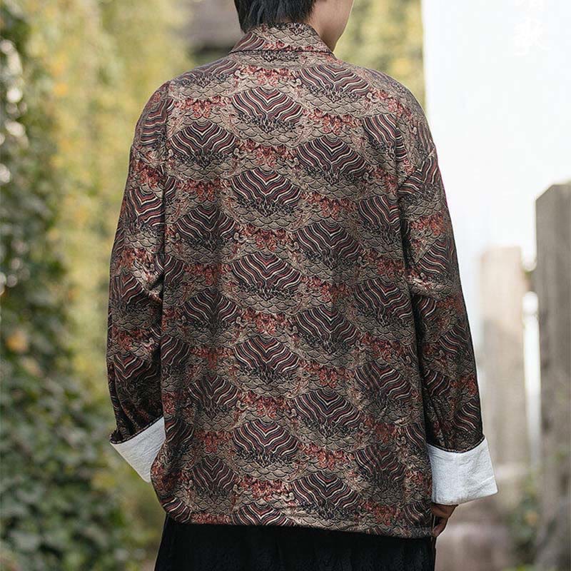 Koszula męska z długim rękawem i kieszeniami, z nadrukiem Buddha Stones i kwiatowym wzorem - image 24