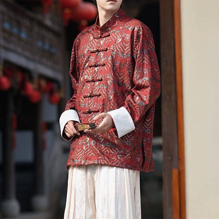 Koszula męska z długim rękawem i kieszeniami, z nadrukiem Buddha Stones i kwiatowym wzorem - image 6