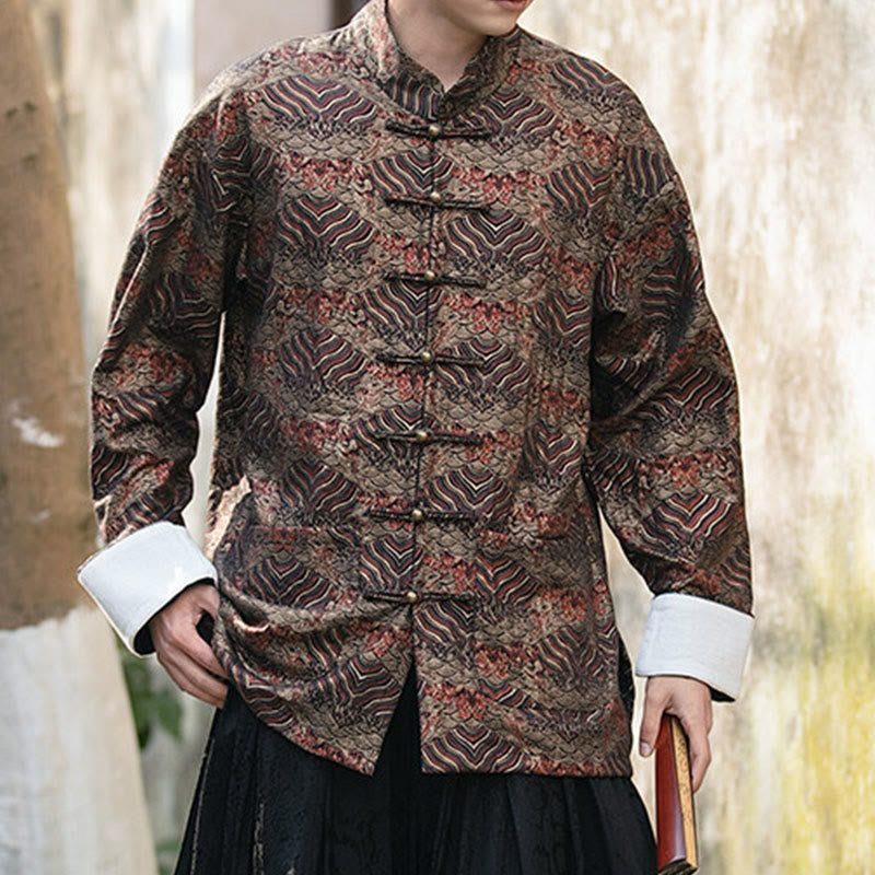 Koszula męska z długim rękawem i kieszeniami, z nadrukiem Buddha Stones i kwiatowym wzorem - image 22