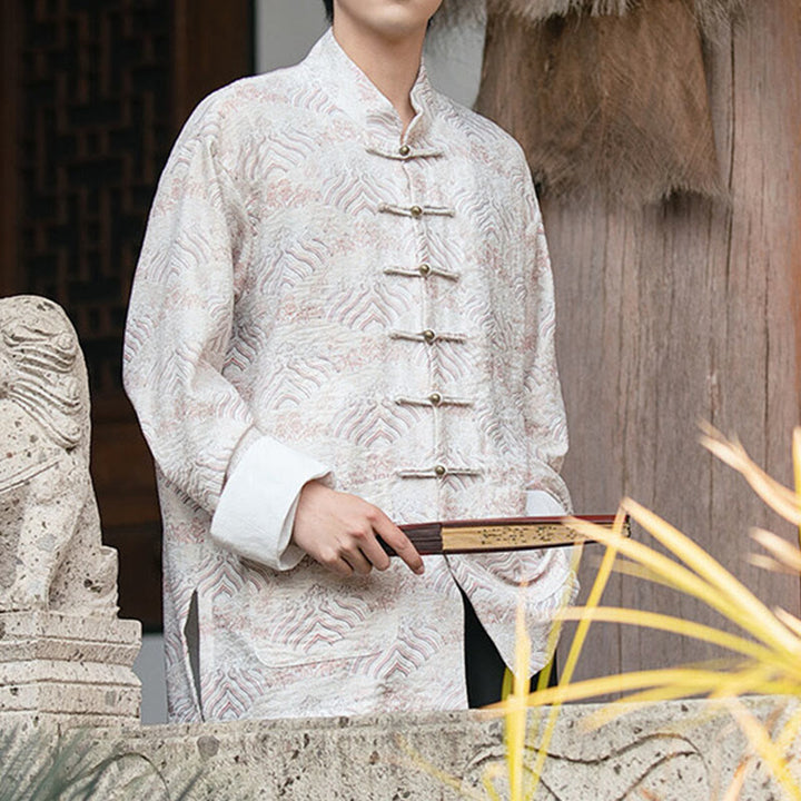 Koszula męska z długim rękawem i kieszeniami, z nadrukiem Buddha Stones i kwiatowym wzorem - image 11